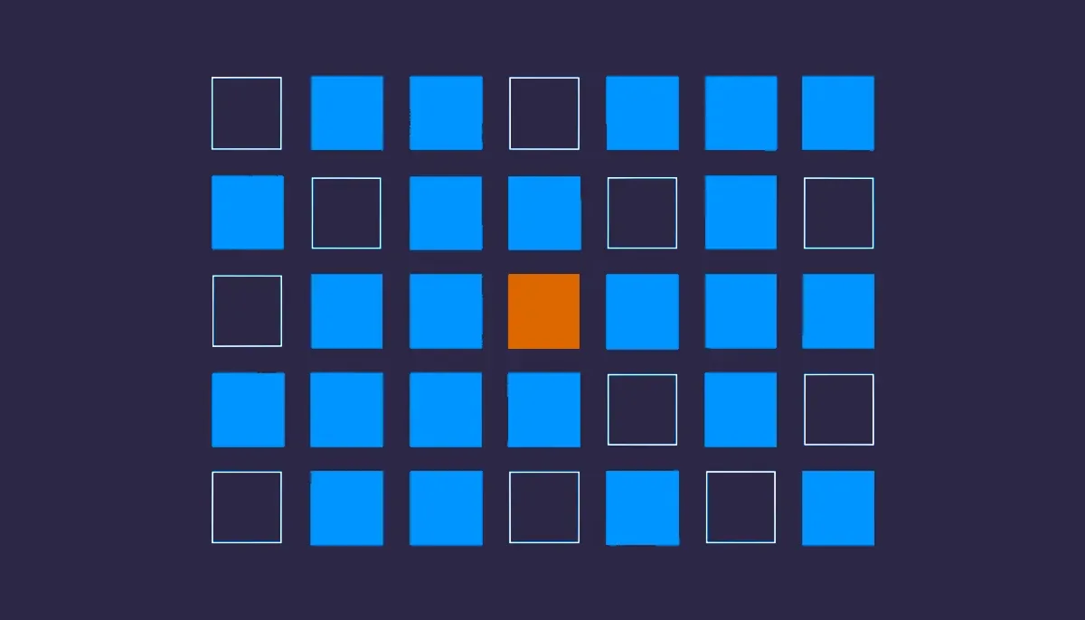 Editorial illustration: a grid of small square checks, most complete, a few outstanding