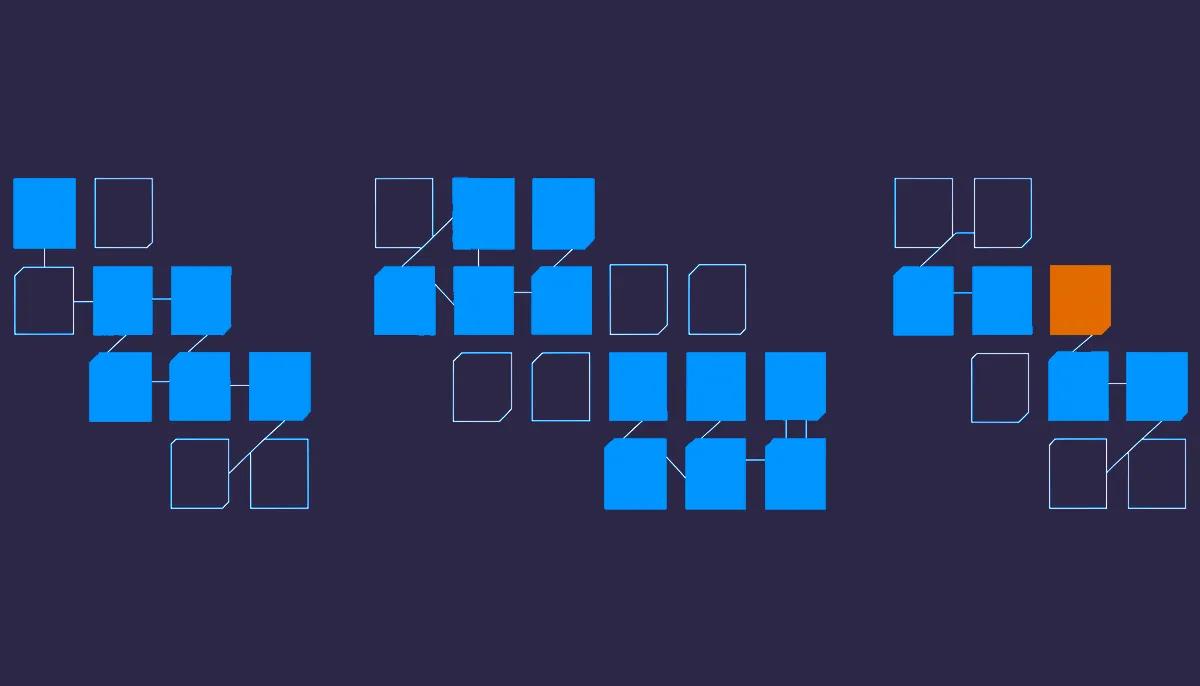 Editorial illustration: a grid of small square checks, most complete, a few outstanding