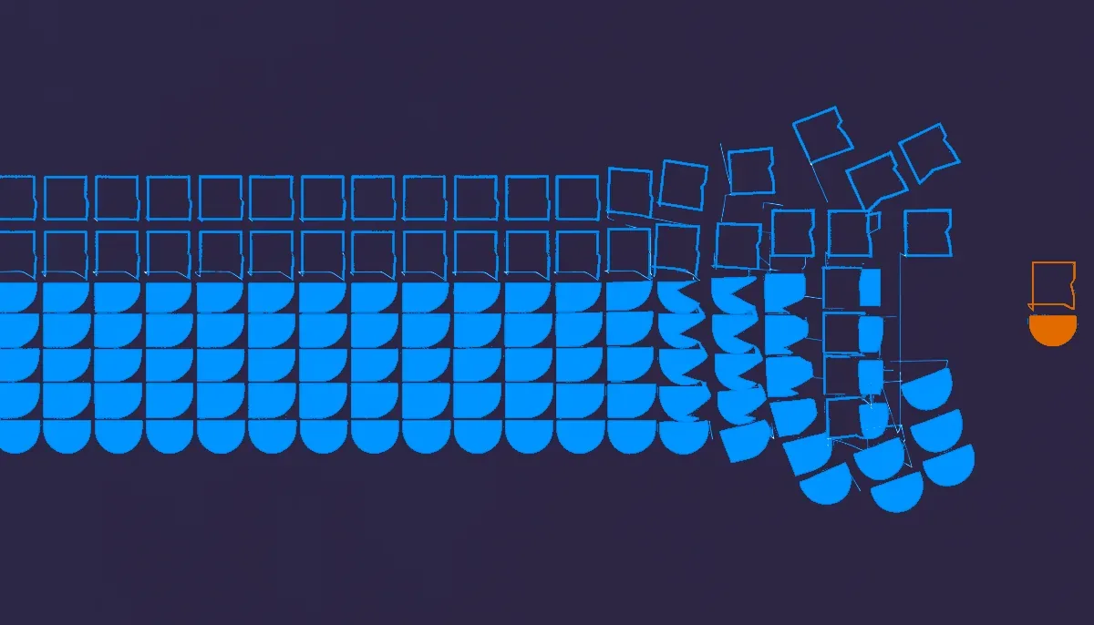 Editorial illustration: a calendar-like grid of repeated marks drifting in pattern over time