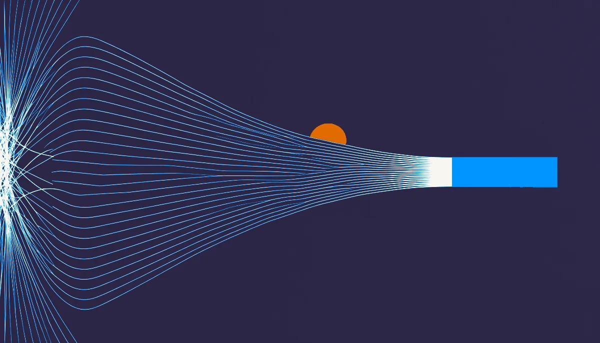 Editorial illustration: a citation marker at the top of a list with value flowing back down a curved path