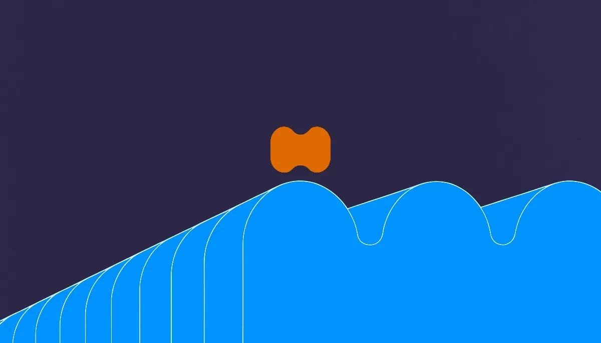 Editorial illustration: one small solid shape outranking a receding row of much larger pale shapes