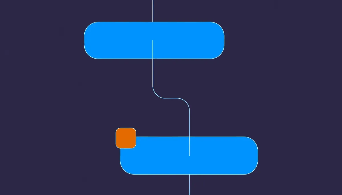 Editorial illustration: an org chart where one box drops beneath another
